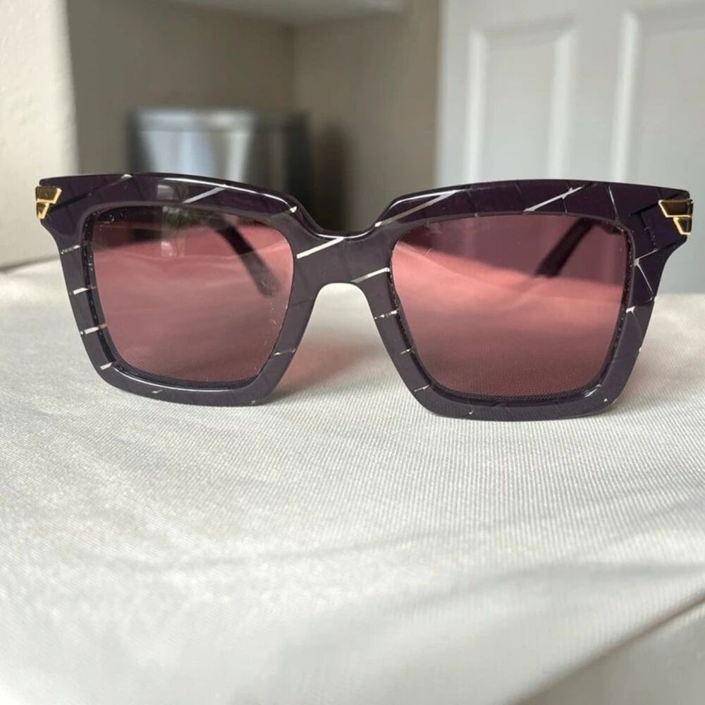 Bottega Veneta BV1005S 009 Burgundy Pink Square Sunglasses